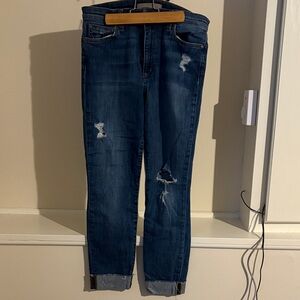 Joe's Jeans Dark Blue Distressed Ankle Jeans